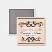Arabesque Save the Date (赤面ピンク) マグネット (正面/裏面)