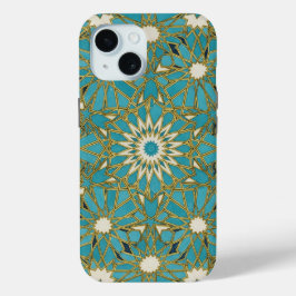 arabesque turquoise iPhone 15ケース