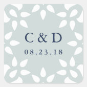 Arabesque Wedding Monogram Sticker | Mist スクエアシール (正面)