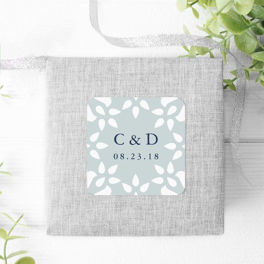 Arabesque Wedding Monogram Sticker | Mist スクエアシール