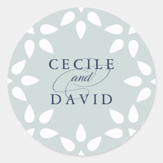 Arabesque Wedding Sticker | Mist ラウンドシール (正面)