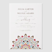 Arabian Art Nouveau Floral Arc Mandala Wedding ベラム紙招待状 (正面)