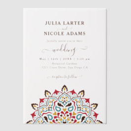 Arabian Art Nouveau Floral Arc Mandala Wedding ベラム紙招待状