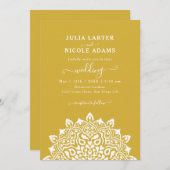 Arabian Art Nouveau Floral Arch Mandala Wedding 招待状 (正面/裏面)