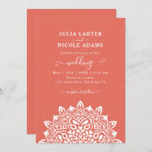 Arabian Art Nouveau Floral Arch Mandala Wedding 招待状 (正面/裏面)