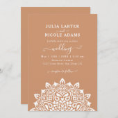 Arabian Art Nouveau Floral Arch Mandala Wedding 招待状 (正面/裏面)