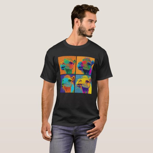Arabian Camel Pop Illustration Colorful Animal Tシャツ (正面フル)