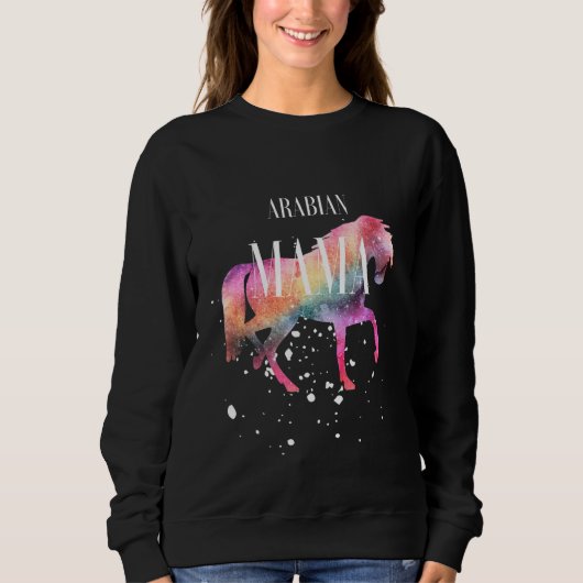 Arabian Horse Mama Galaxy Horse Girl Equestrian Ri スウェットシャツ (正面)