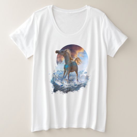 ARABIAN HORSES OF STELLAR ISLAND プラスサイズTシャツ (デザイン正面)