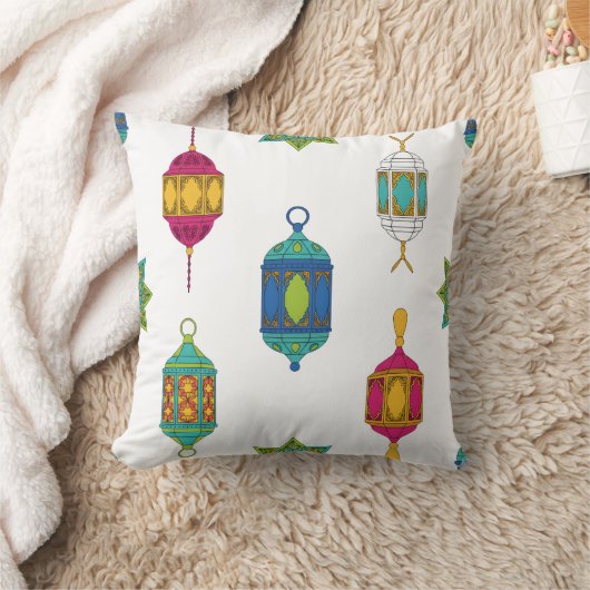 Arabian Lanterns & Stars Pattern クッション (ブランケット)