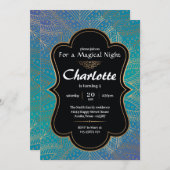 Arabian Sky Invitation for Birthday Party Blue 招待状 (正面/裏面)