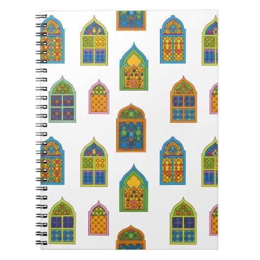 Arabian Stained Glass Windows Pattern ノートブック (正面)