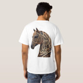 Arabic Calligraphy Horse Head – Golden Ornamental  Tシャツ (裏面フル)