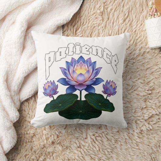 Arabic Calligraphy Sabr Patience - Zen Lotus Flowe クッション (ブランケット)