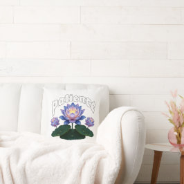 Arabic Calligraphy Sabr Patience - Zen Lotus Flowe クッション