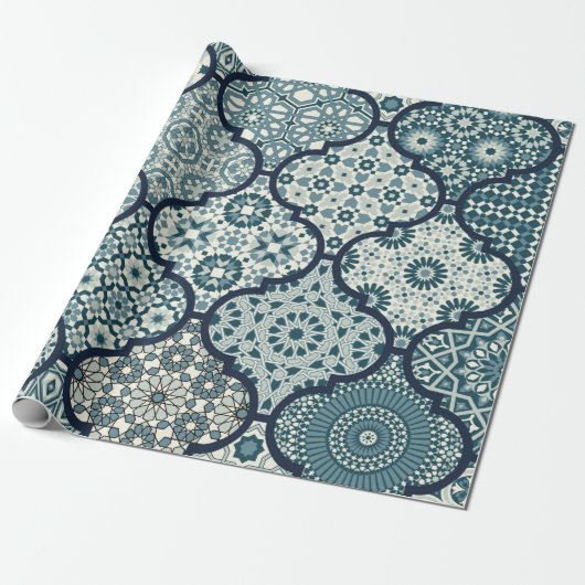 Arabic decorative azulejos tiles patchwork islamic ラッピングペーパー (アンロールド)