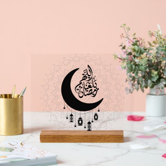 Arabic Diwani Calligraphy, Crescent Moon & Lantern アクリルサイン (ウェディング)