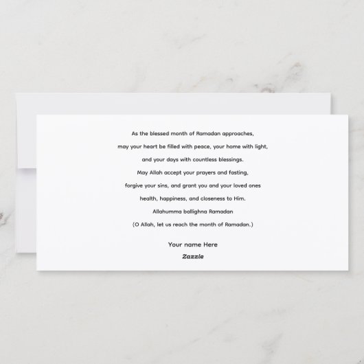 Arabic Diwani Calligraphy, Crescent Moon & Lantern シーズンカード (裏面)