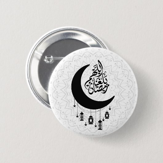 Arabic Diwani Calligraphy, Crescent Moon & Lantern 缶バッジ (正面&裏面)