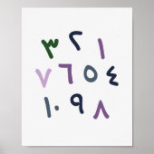 Arabic Numbers Chart Islamic Nursery Decor ポスター (正面)