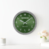 Arabic Numeral Modern Islamic Luxury Emerald Green ラージ壁時計 (ホーム)