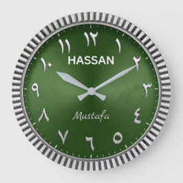Arabic Numeral Modern Islamic Luxury Emerald Green ラージ壁時計