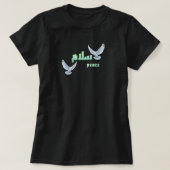 Arabic Peace "Salaam" Typography with White Doves Tシャツ (デザイン正面)