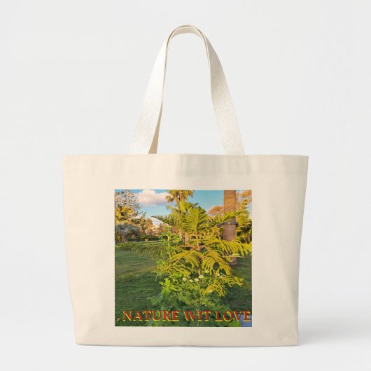Arabic Quote Tote Bag – “من غير ميعاد” Inspiration ラージトートバッグ (正面)