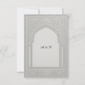 arabic Silver Embossed Floral Arch Wedding 出欠カード (裏面)