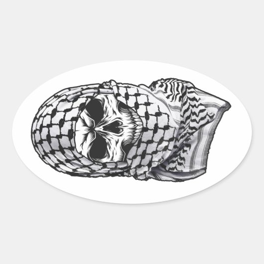 Arabic Skull Kufiya Shemagh Sticker 楕円形シール (正面)