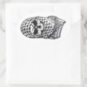 Arabic Skull Kufiya Shemagh Sticker 楕円形シール (バッグ)