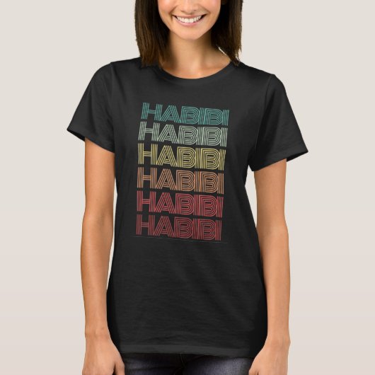 Arabic Word HABIBI Retro Halal Humor Arab Middle E Tシャツ (正面)