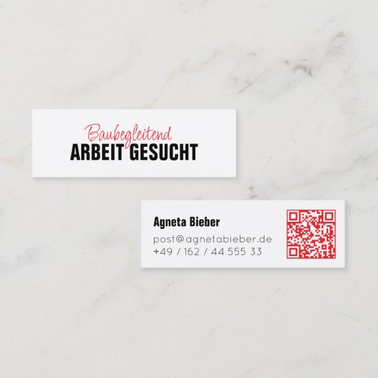 Arbeit gesucht スキニー名刺 (正面/裏面)