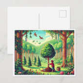 🌱 Arbor Dayピクセルアートポストカード – レトロ自然セル シーズンポストカード (正面/裏面)