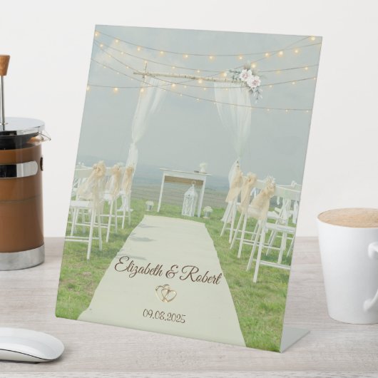 Arbor String Lightsビーチ結婚式 台座サイン (インサイチュ)