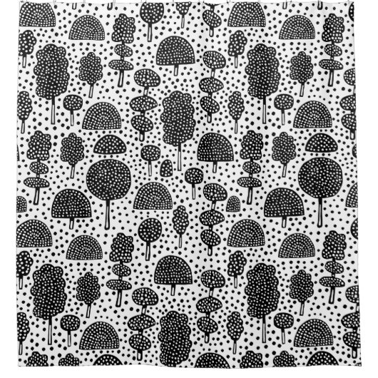 Arboretum 230715 – 黒(白) シャワーカーテン (正面)