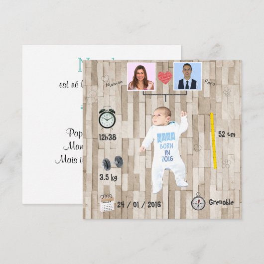 Arbre généalogique ⎮ Faire-part de naissance 案内状 (正面/裏面)