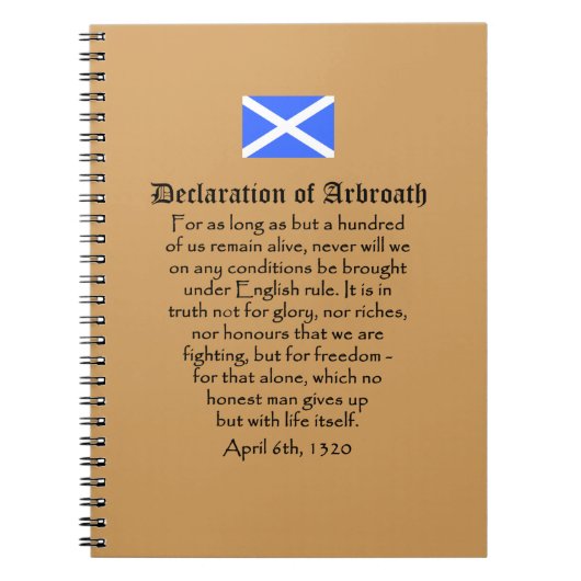 Arbroathの文字のスコットランドの独立宣言 ノートブック (正面)