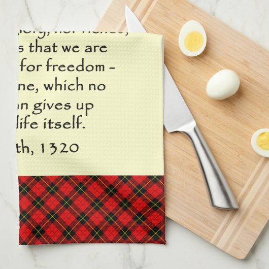 Arbroathウォーレスのタータンチェックのふきんの宣言 キッチンタオル (四つ折り)
