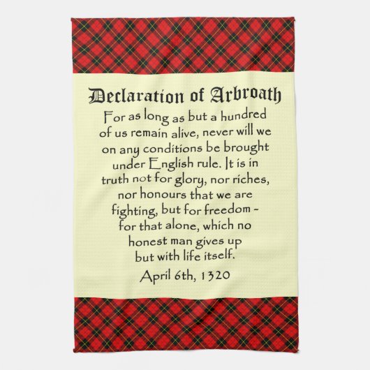 Arbroathウォーレスのタータンチェックのふきんの宣言 キッチンタオル (縦)