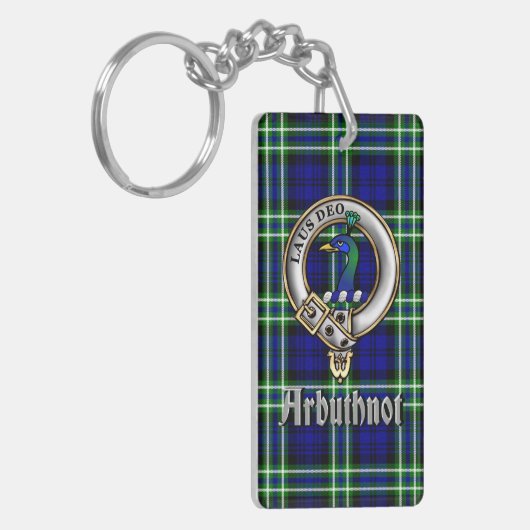 Arbuthnot Clan Badge/Tartan Rectangle キーホルダー (正面左)