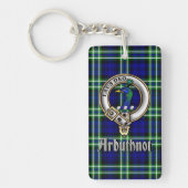 Arbuthnot Clan Badge/Tartan Rectangle キーホルダー (正面)