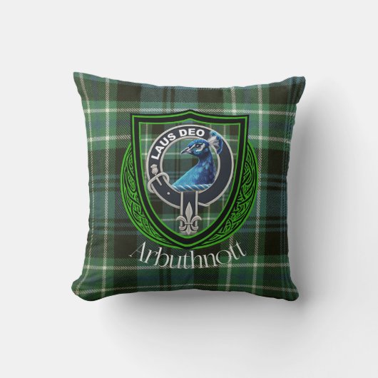 Arbuthnott Scottish Clan Tartan and Crest クッション (正面)