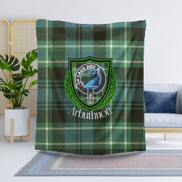 Arbuthnott Scottish Clan Tartan & Crest フリースブランケット
