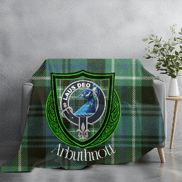 Arbuthnott Scottish Clan Tartan & Crest フリースブランケット