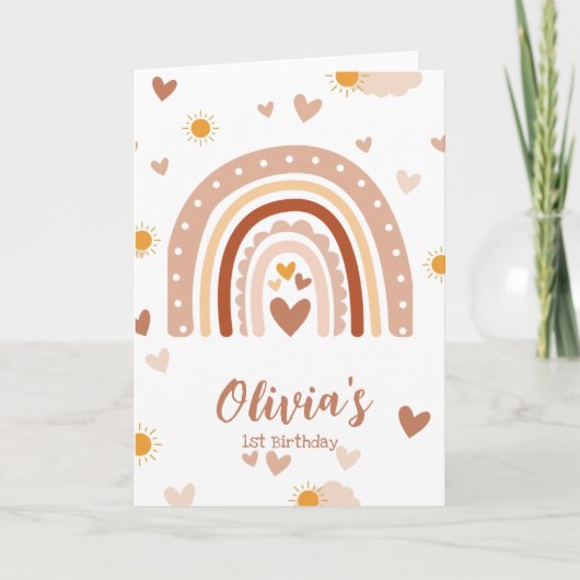 Arc en ciel Boheme - 1 an Anniversaire Fille カード (正面)