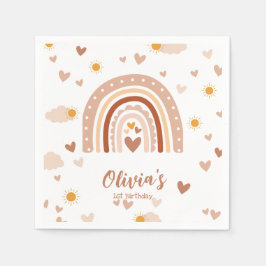 Arc en ciel Boheme - 1 an Anniversaire Fille スタンダードカクテルナプキン