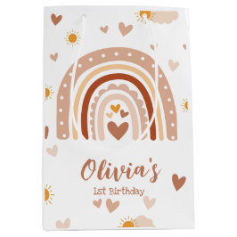 Arc en ciel Boheme - 1 an Anniversaire Fille ミディアムペーパーバッグ