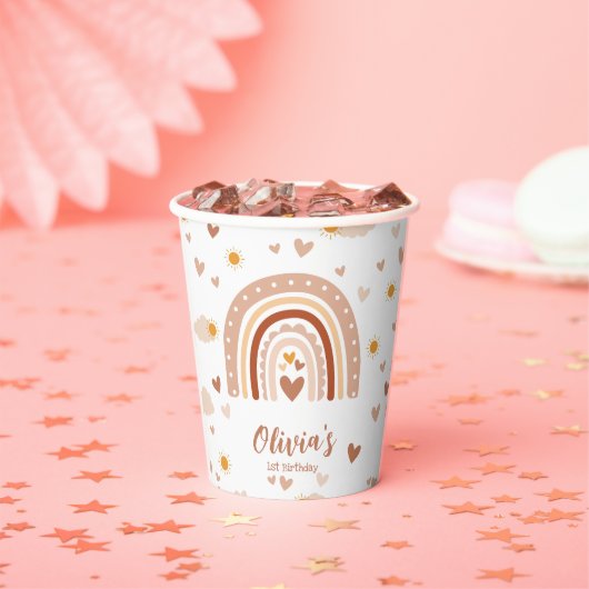 Arc en ciel Boheme - 1 an Anniversaire Fille 紙コップ (インサイチュ)