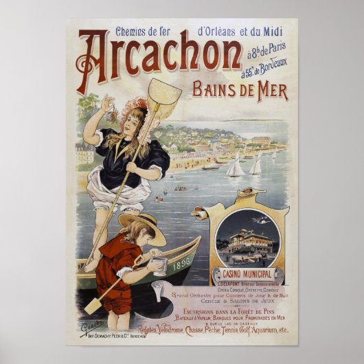 Arcachon France Vintage Poster 1896 ポスター (正面)